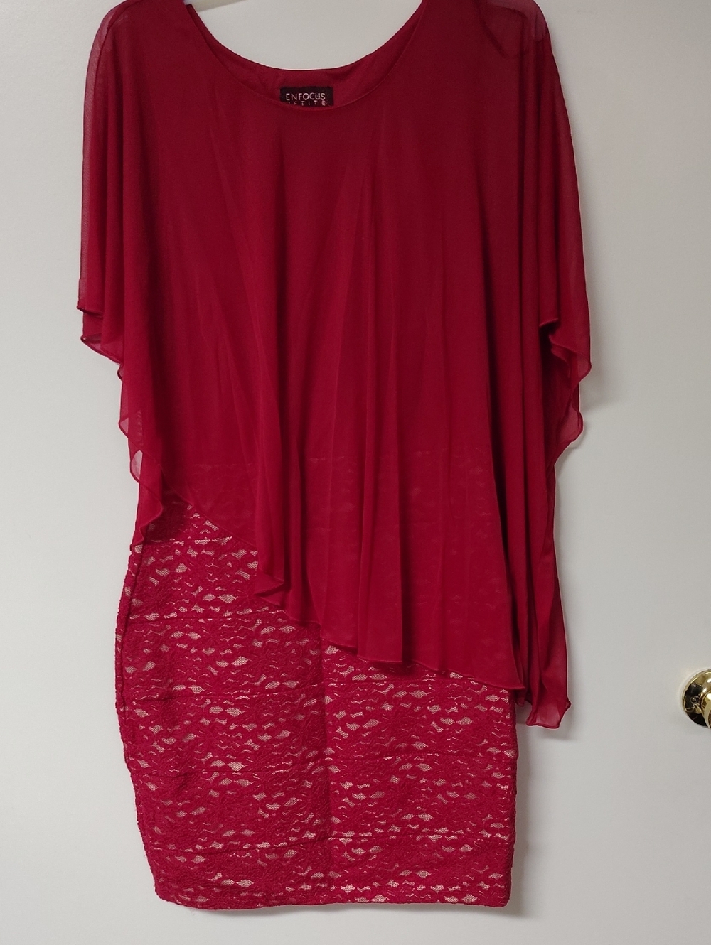 Enfocus Studio Red Lace Overlay Dress